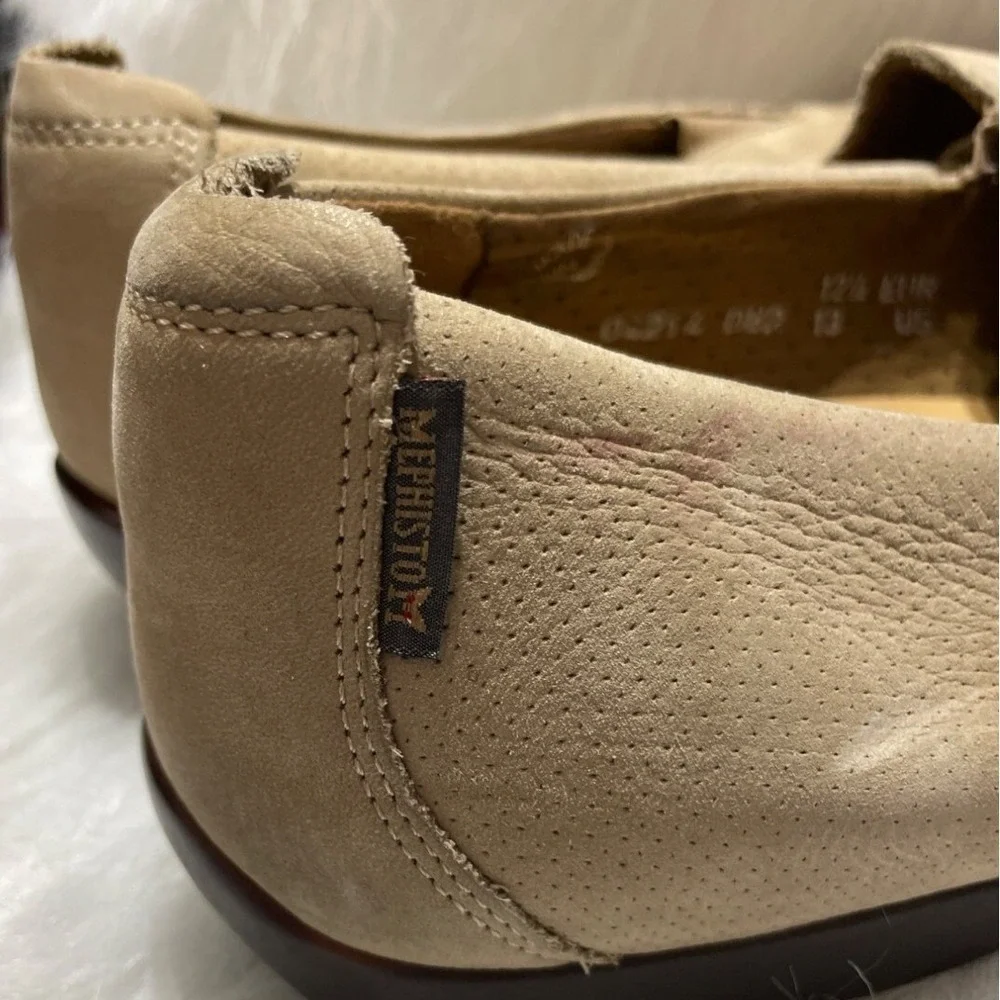 Mephisto Cool-Air Mens Beige Pebbled Leather Moc‎ Toe Loafers Shoes US 13